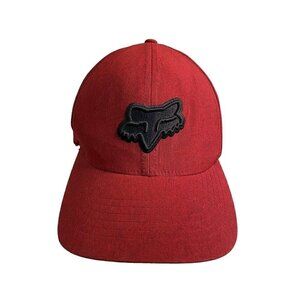 Fox Flexfit Size S/M Ball Cap Burgundy Red Black Embroidery